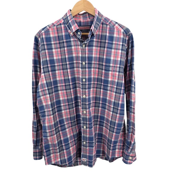 Vineyard Vines Slim Fit Murray Shirt Mens L Pink Blue Plaid Button Down - Picture 2 of 6